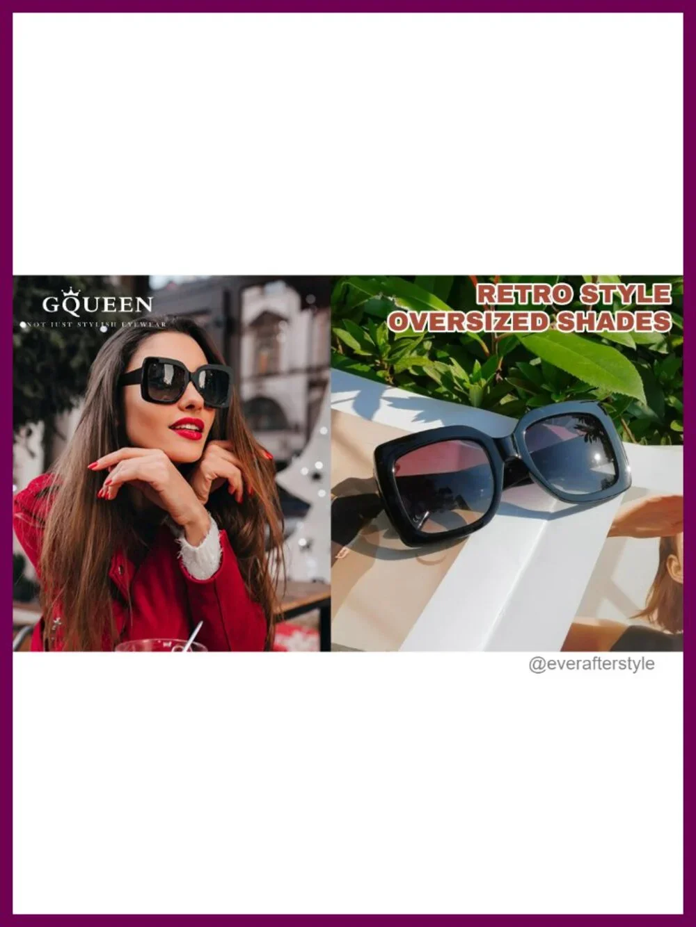 Oversized Square Frame Sunglasses Retro UV400 Protection Driving Shades